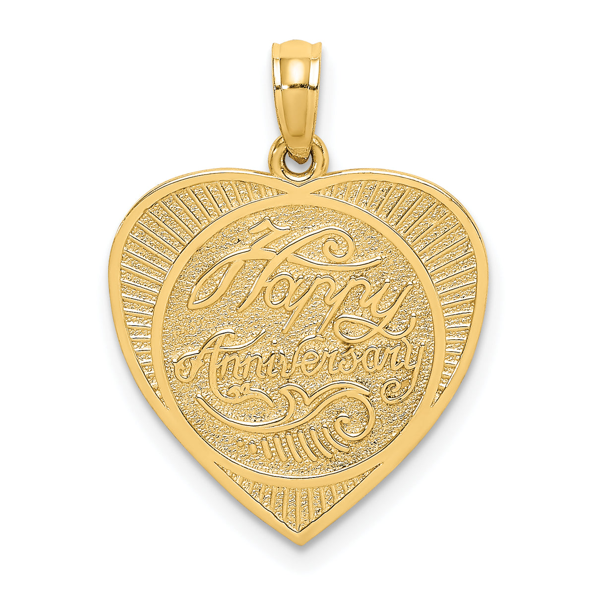 14k Textured Back HAPPY ANNIVERSARY in Heart Charm