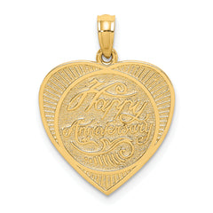 14k Textured Back HAPPY ANNIVERSARY in Heart Charm