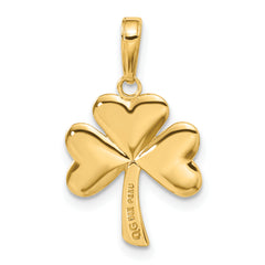 14K Gold Polished Solid Shamrock Pendant by Sophia Jewelers