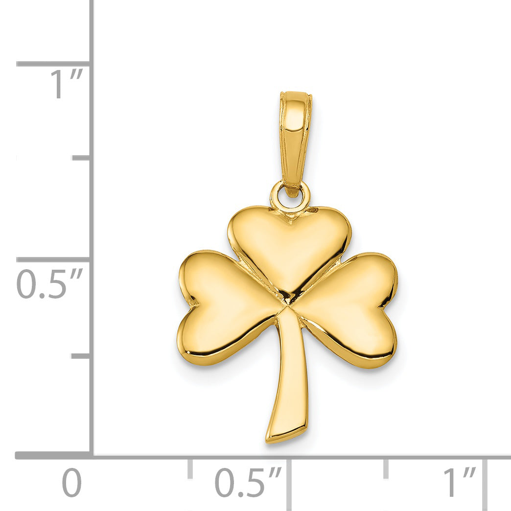 14K Gold Polished Solid Shamrock Pendant by Sophia Jewelers