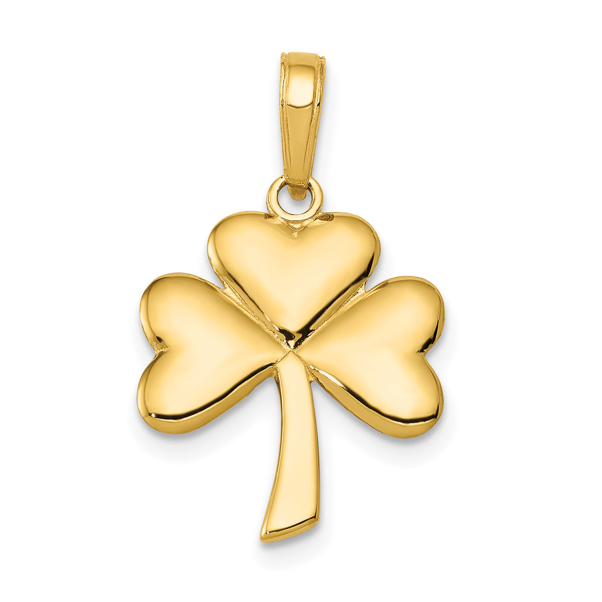 14k Polished Solid Shamrock Pendant