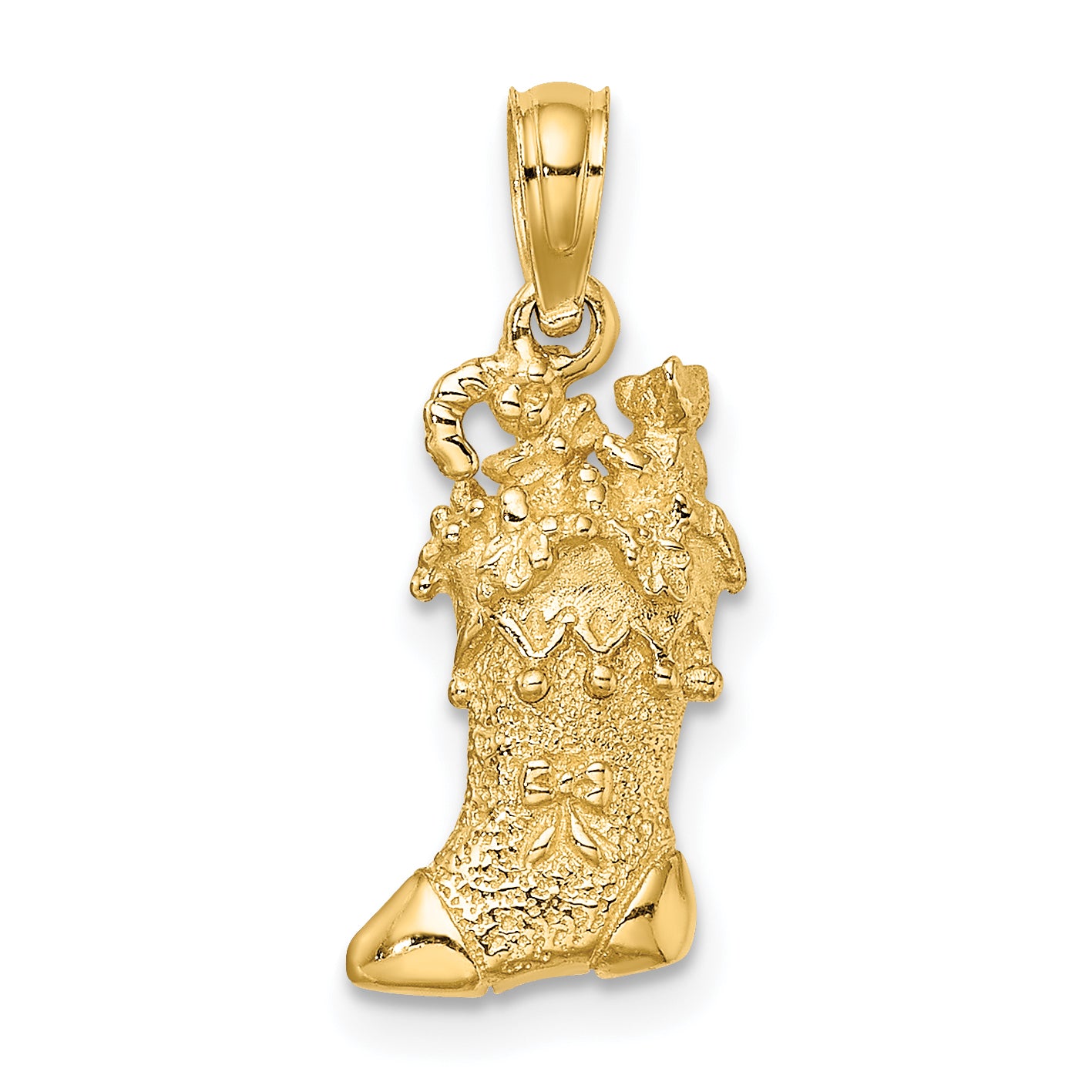 14k Solid Polished 3D Christmas Stocking Charm