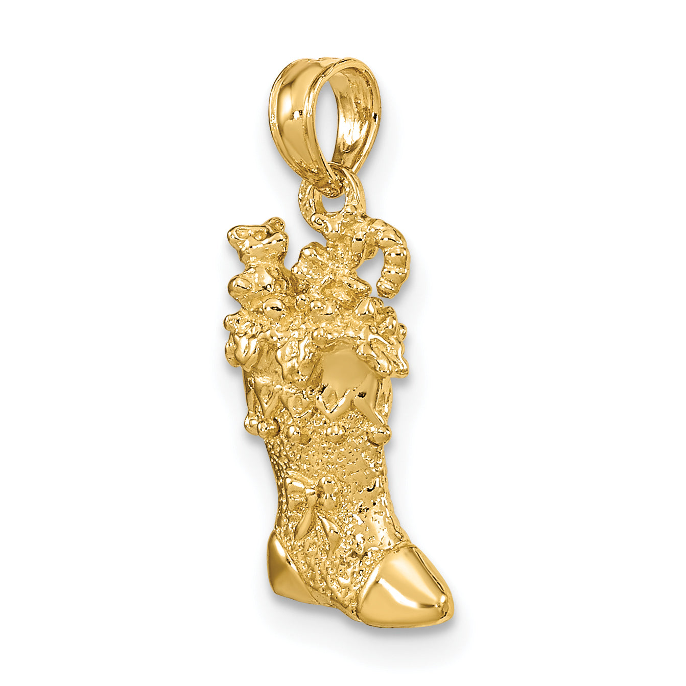 14k Solid Polished 3D Christmas Stocking Charm