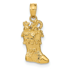 14k Solid Polished 3D Christmas Stocking Charm