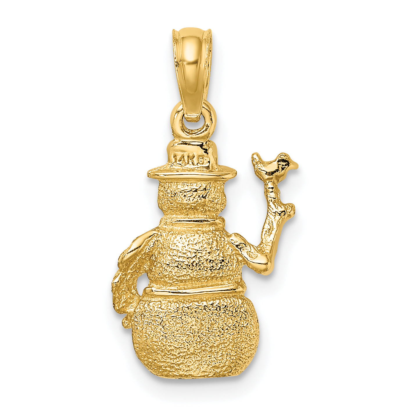 14k Satin and Polished 3-D Snowman Charm