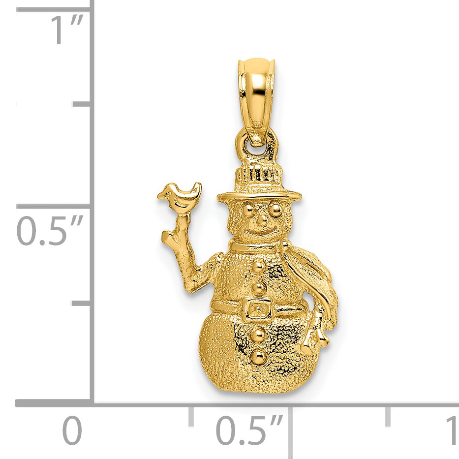 14k Satin and Polished 3-D Snowman Charm