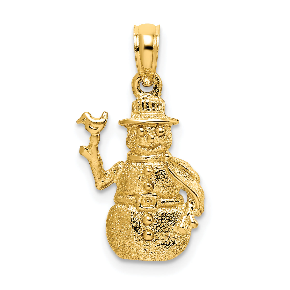 14k Satin and Polished 3-D Snowman Charm