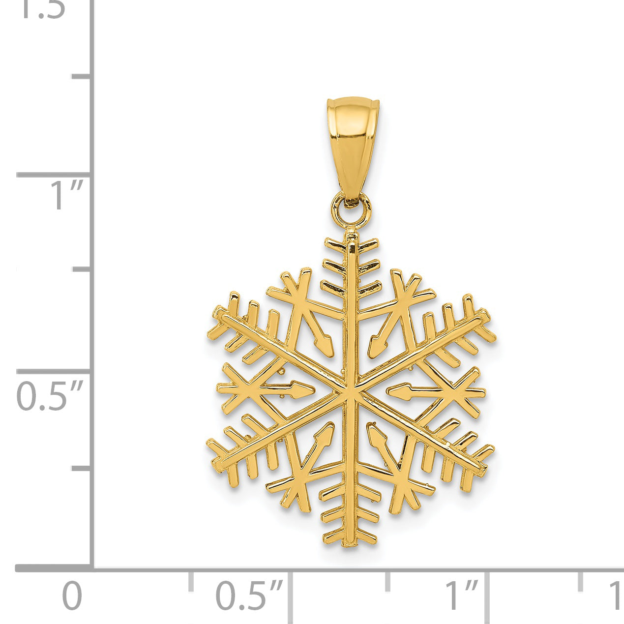 14K Gold Snowflake Pendant with Polished Finish Elegant Charm