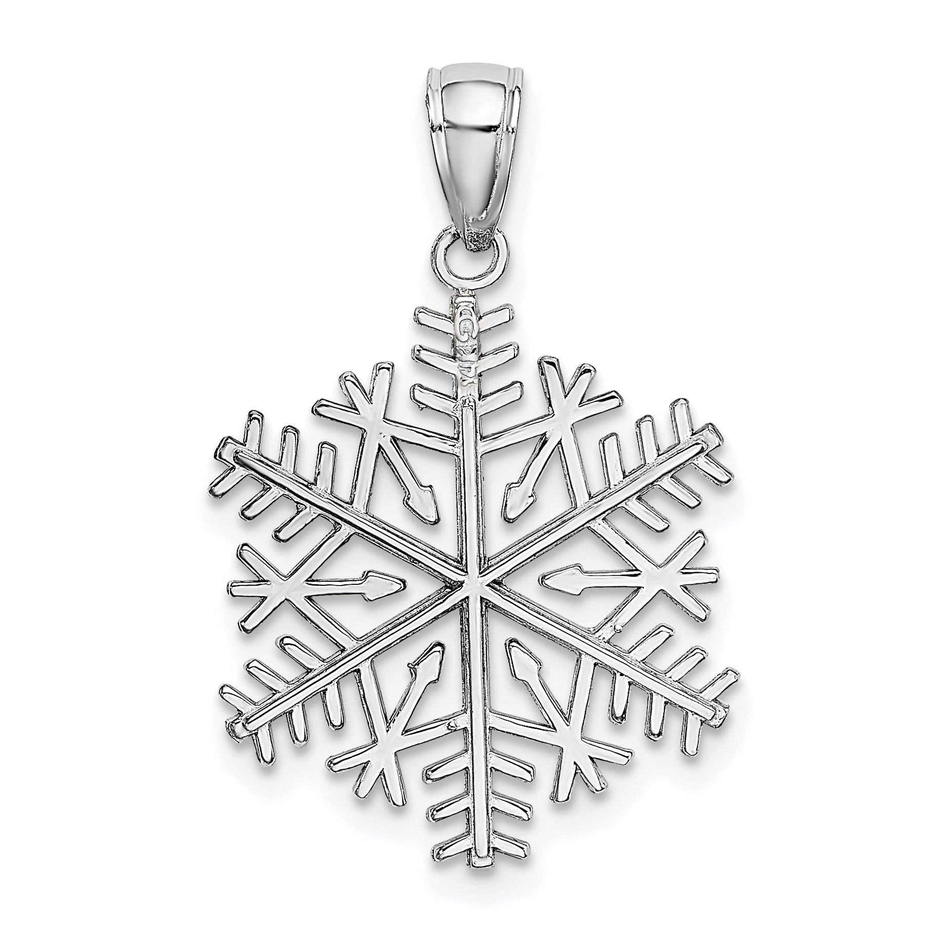 14k White Gold Polished Snowflake Pendant