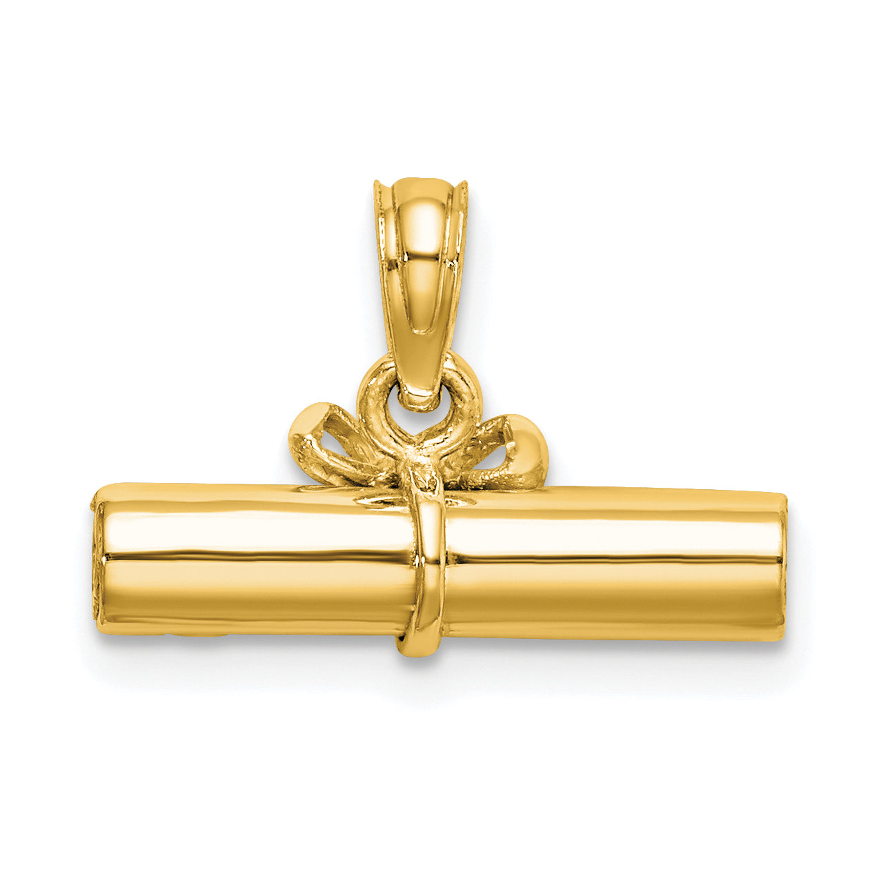 14k 3D Hollow Polished DIPLOMA Pendant