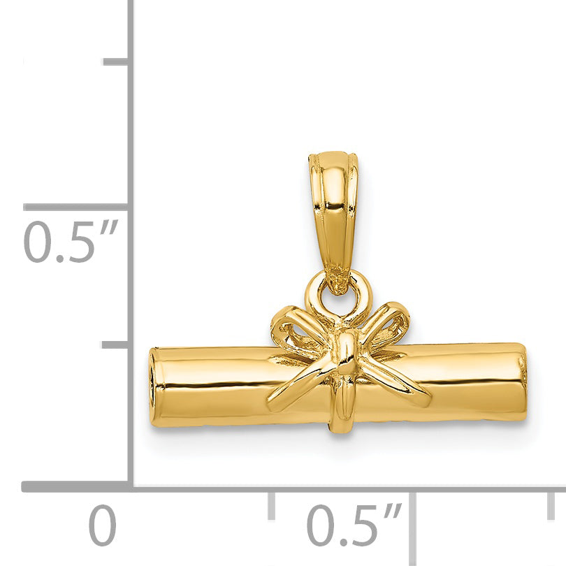 14K Gold 3D Diploma Pendant with Polished Finish