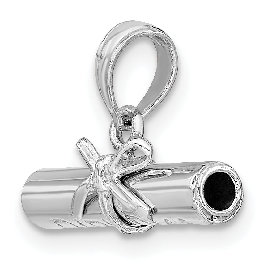 14K White Gold 3-D DIPLOMA  Rolled Up Charm