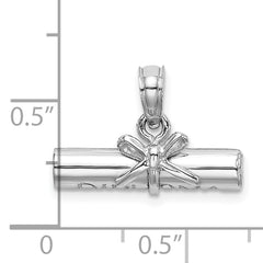 14K White Gold 3-D DIPLOMA  Rolled Up Charm