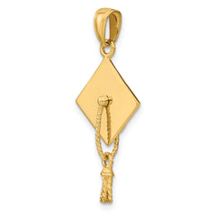 14K Gold Polished 3D Graduation Cap Pendant by Sophia Jewelers