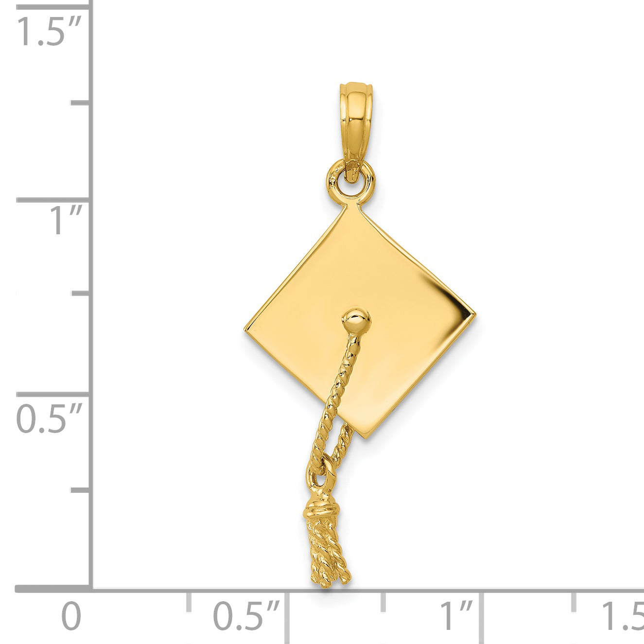 14k Solid Polished 3-D Graduation Cap Pendant