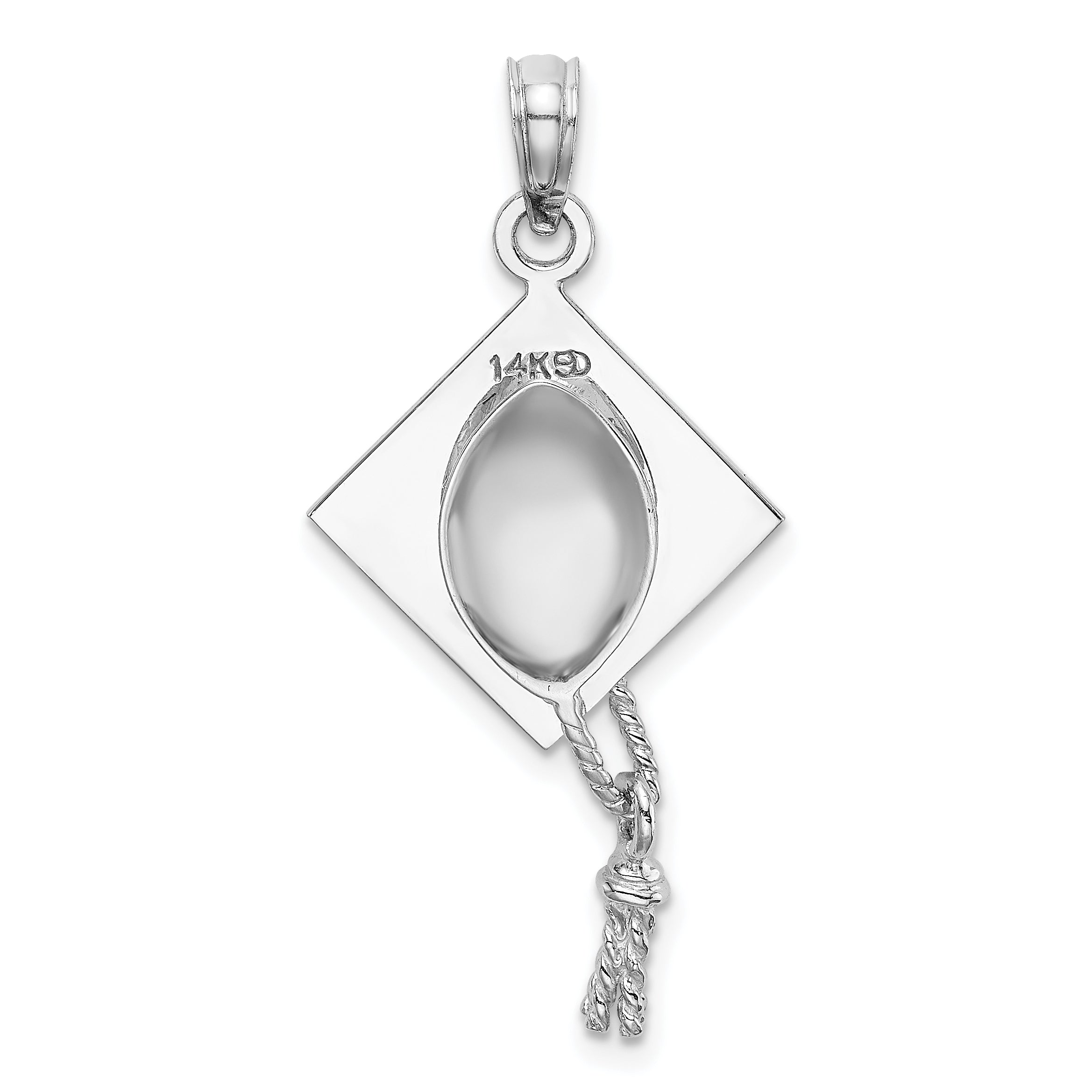 14K White Gold 3-D Graduation Cap w/ Moveable Tassle Charm