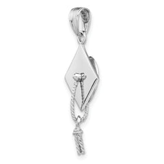 14K White Gold 3-D Graduation Cap w/ Moveable Tassle Charm