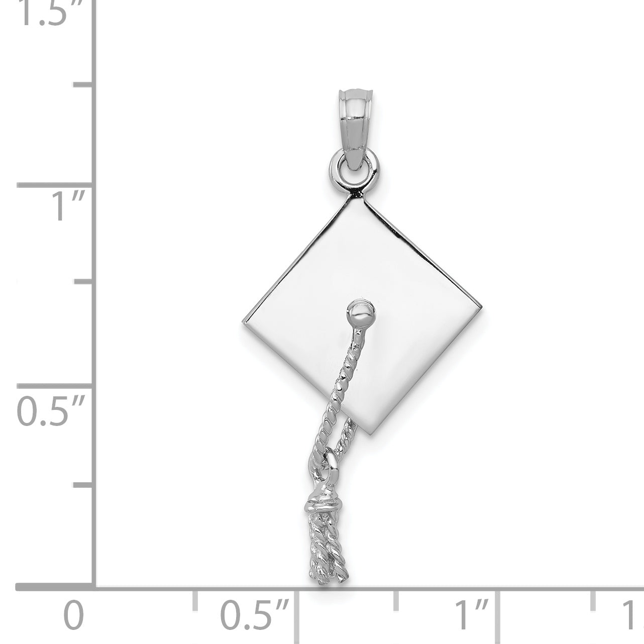 14K White Gold 3-D Graduation Cap w/ Moveable Tassle Charm