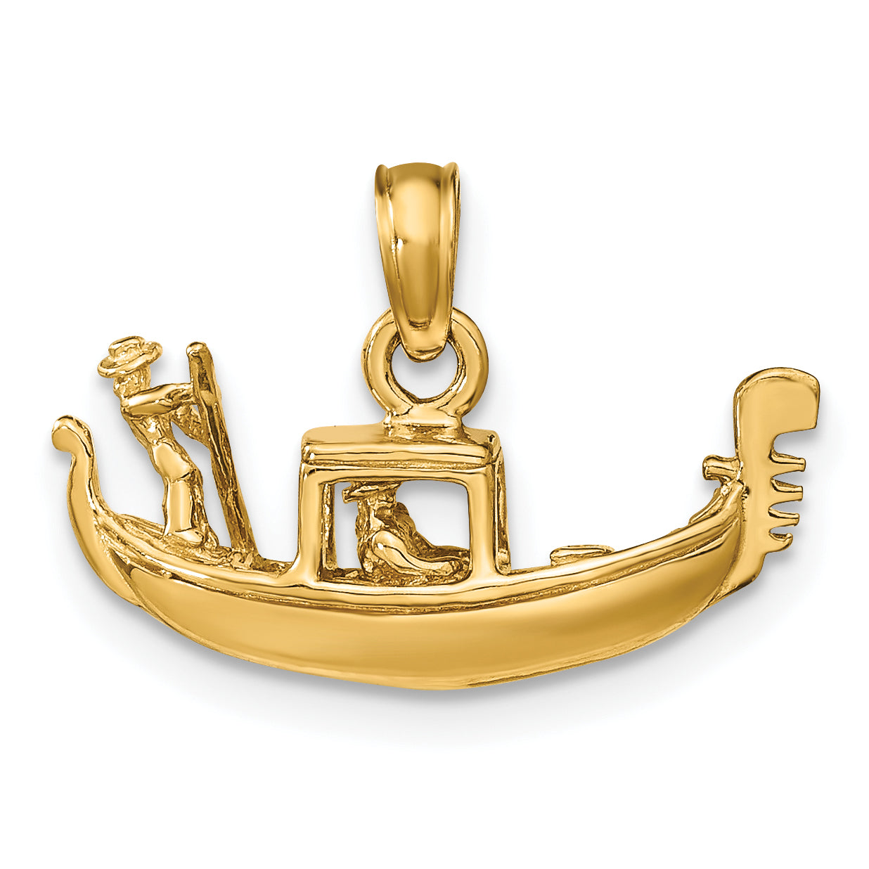 14K Gold Polished 3D Gondola Pendant with Solid Craftsmanship