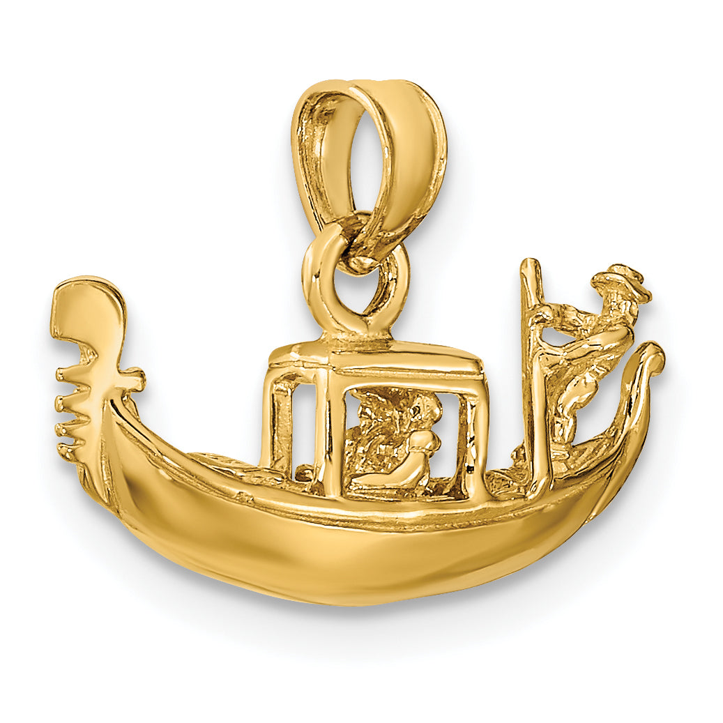 14K Gold Polished 3D Gondola Pendant with Solid Craftsmanship