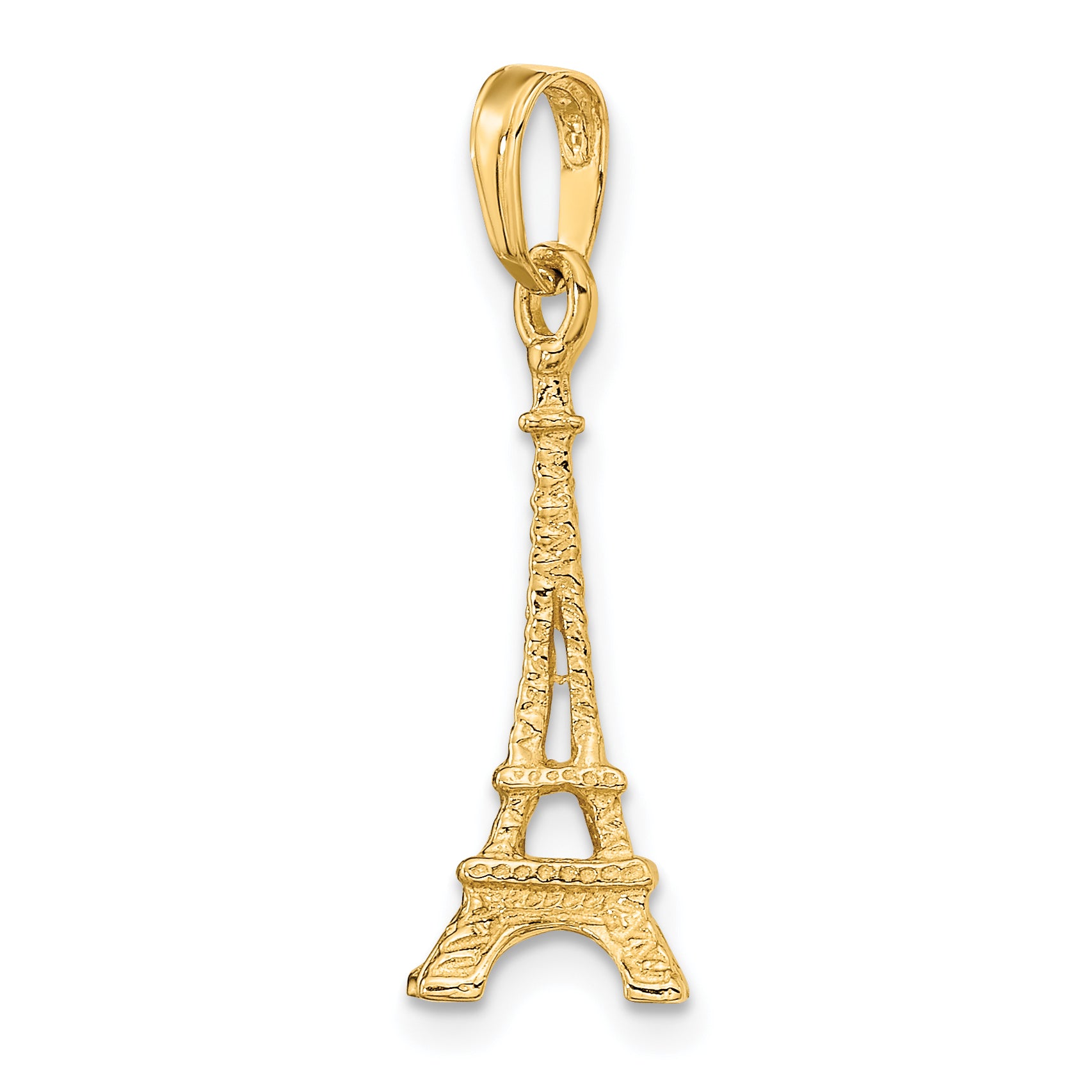 14K Gold Solid Polished 3D Eiffel Tower Charm Elegant Design