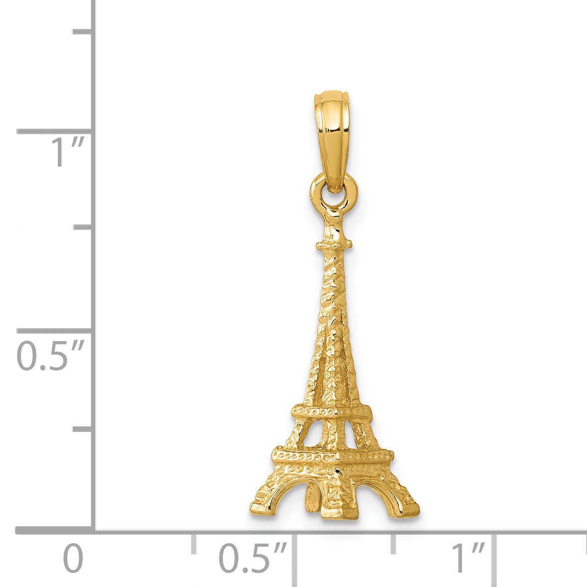 14K Gold Solid Polished 3D Eiffel Tower Charm Elegant Design