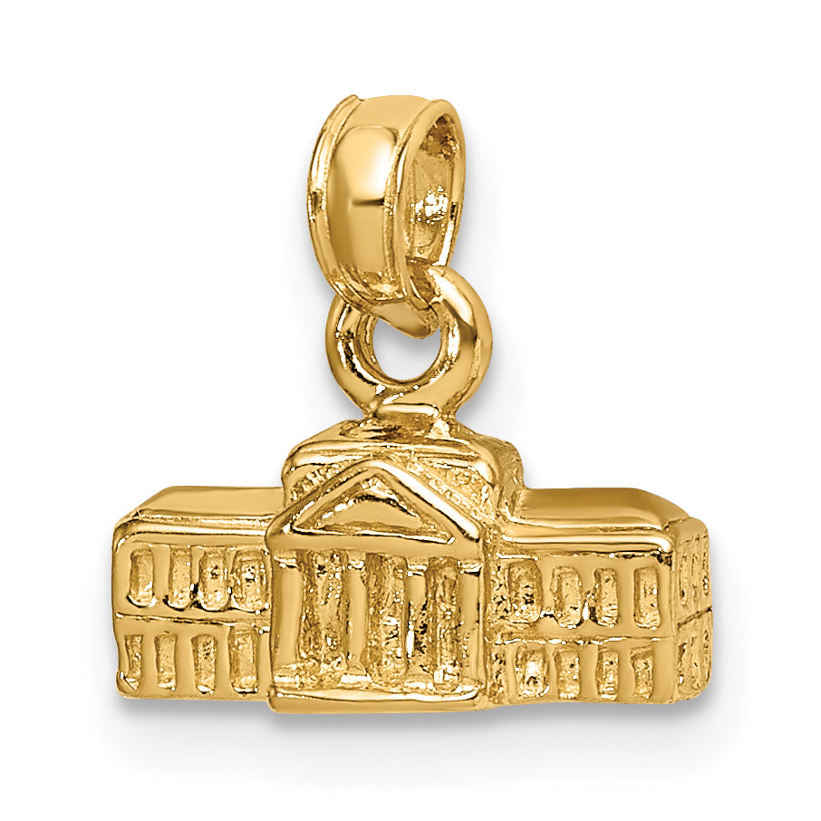 14K Gold 3D White House Pendant with Polished Finish