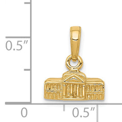 14K Gold 3D White House Pendant with Polished Finish