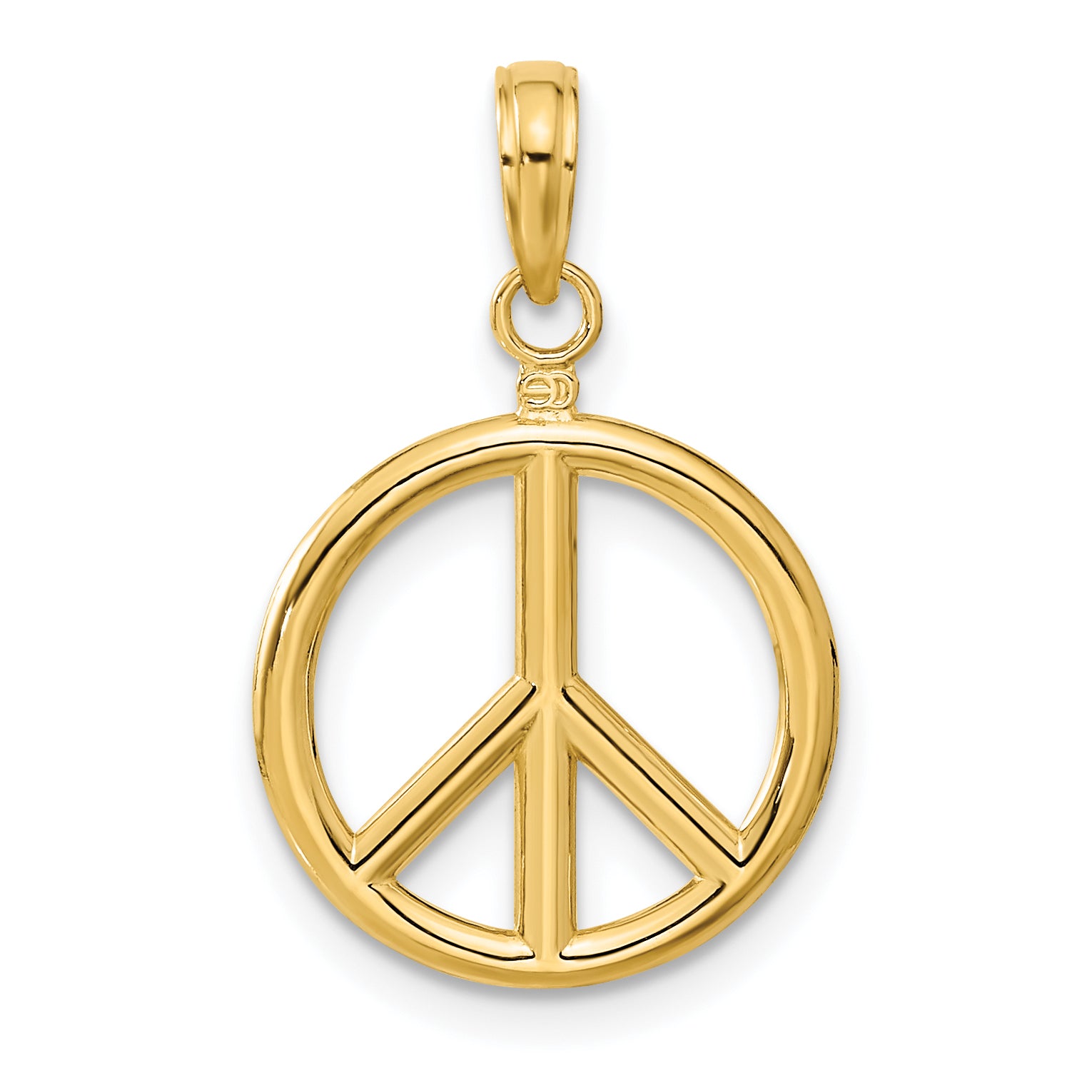 14k 3D Polished Peace Sign Charm