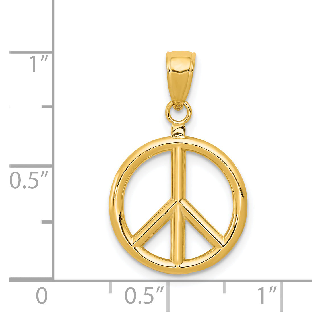 14k 3D Polished Peace Sign Charm