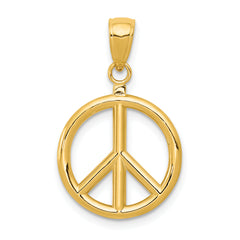 14k 3D Polished Peace Sign Charm