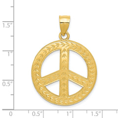 14k Solid Polished Peace Sign Pendant