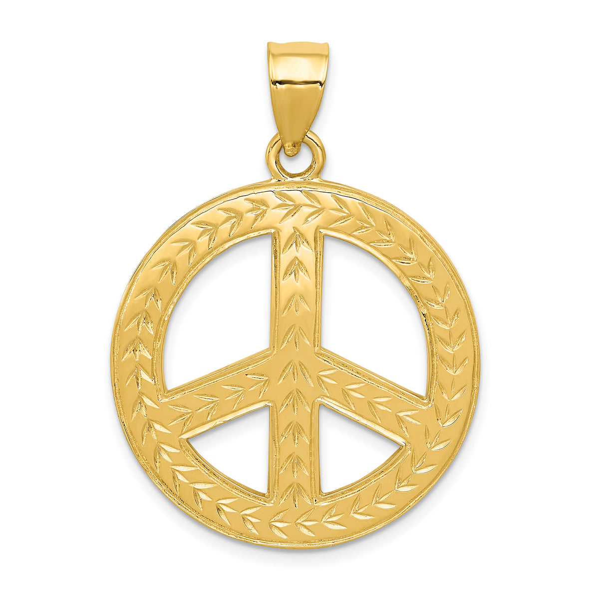 14k Solid Polished Peace Sign Pendant