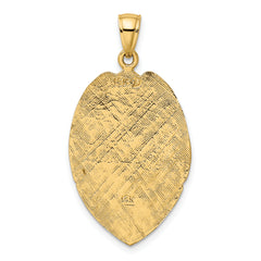 14K Gold Polished Large Badge Pendant with Textured Design