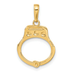 14K Gold Polished Handcuffs Charm with Moveable Design