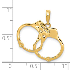 14K Gold Polished Handcuffs Charm with Moveable Design