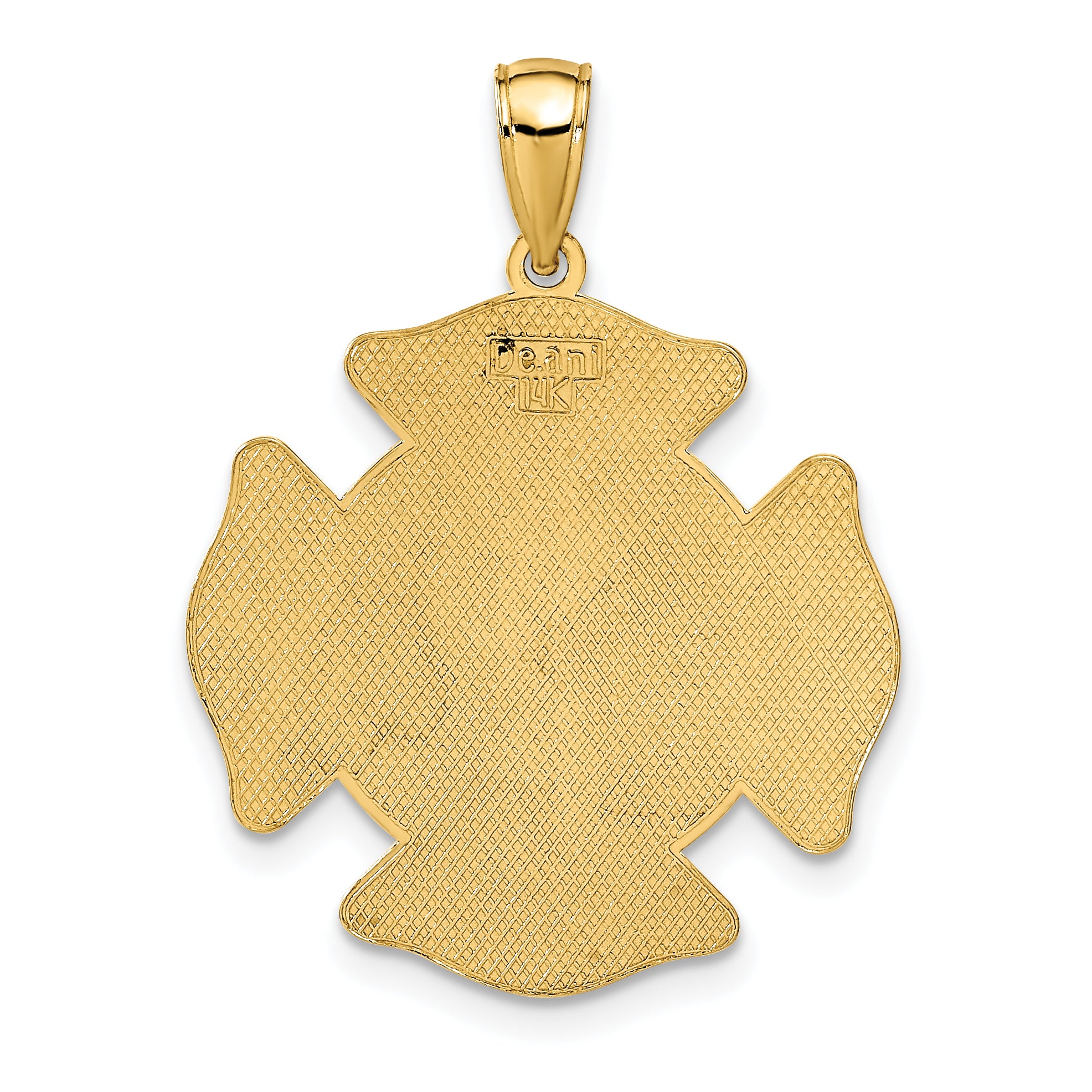 14K Gold St. Florian Badge Pendant with Polished Textured Finish