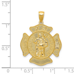 14K Gold St. Florian Badge Pendant with Polished Textured Finish