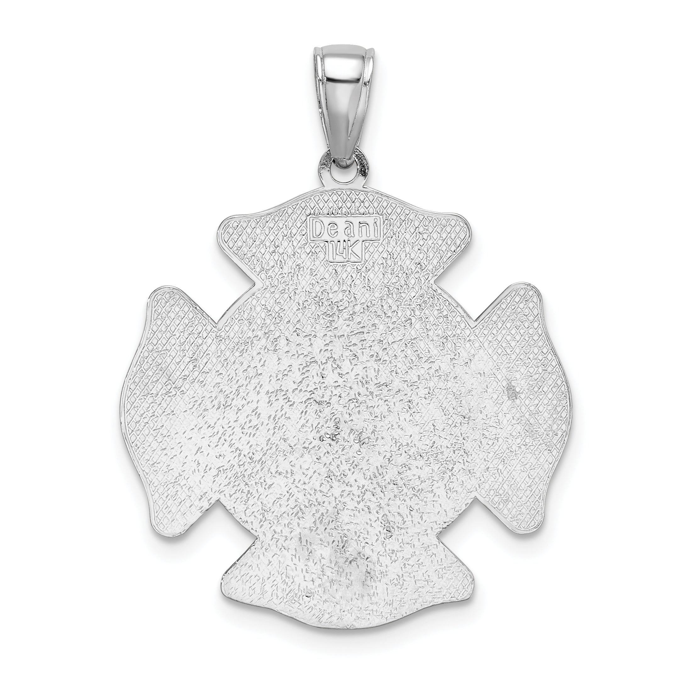 14k White Gold Large FD St. Florian Badge Pendant