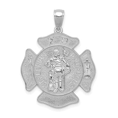 14k White Gold Large FD St. Florian Badge Pendant