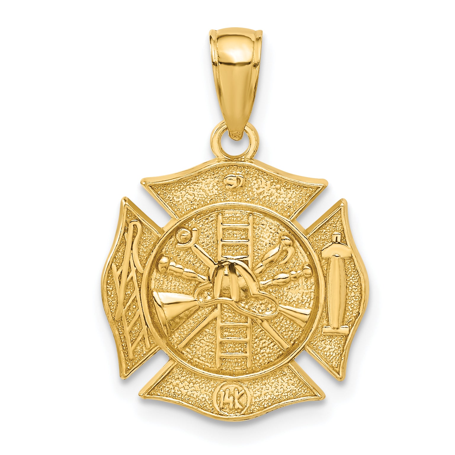 14k Reversible Fire Department Shield Pendant