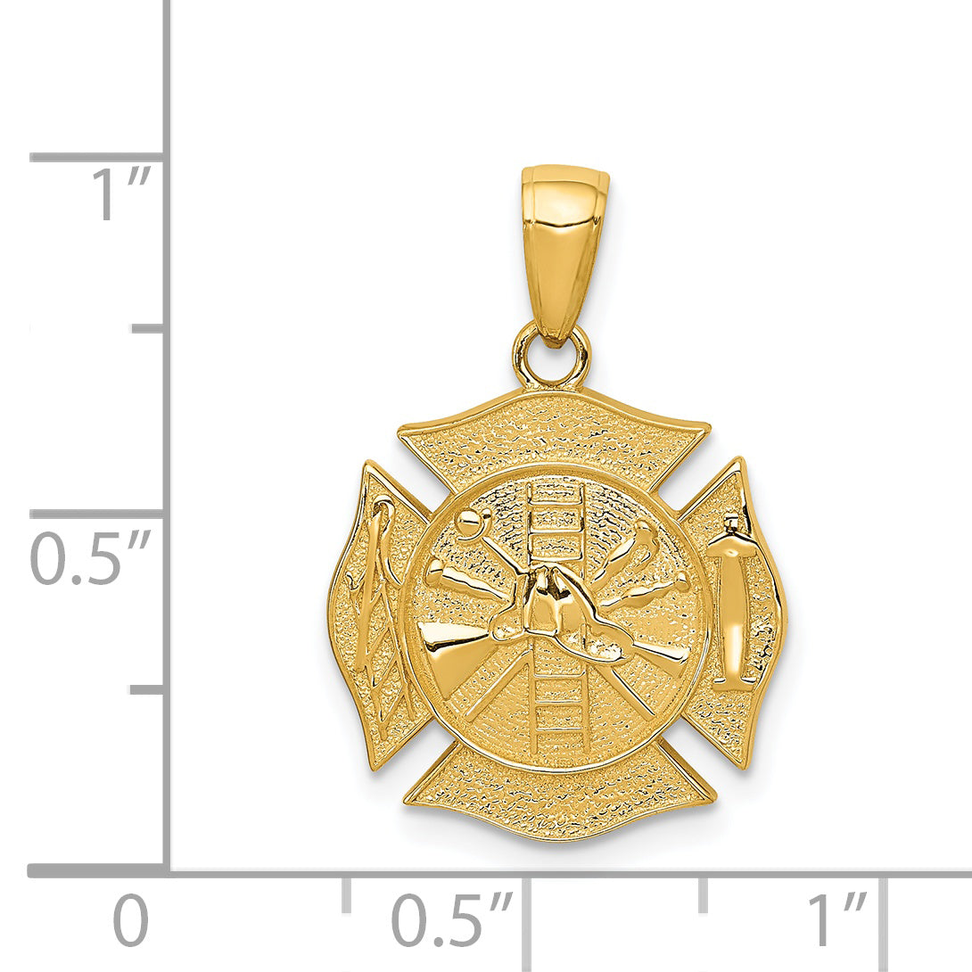 14k Reversible Fire Department Shield Pendant