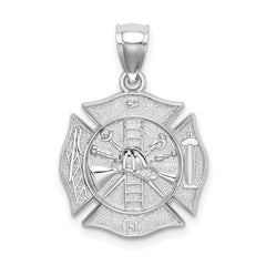 14k White Gold Reversible Fire Department Shield Pendant