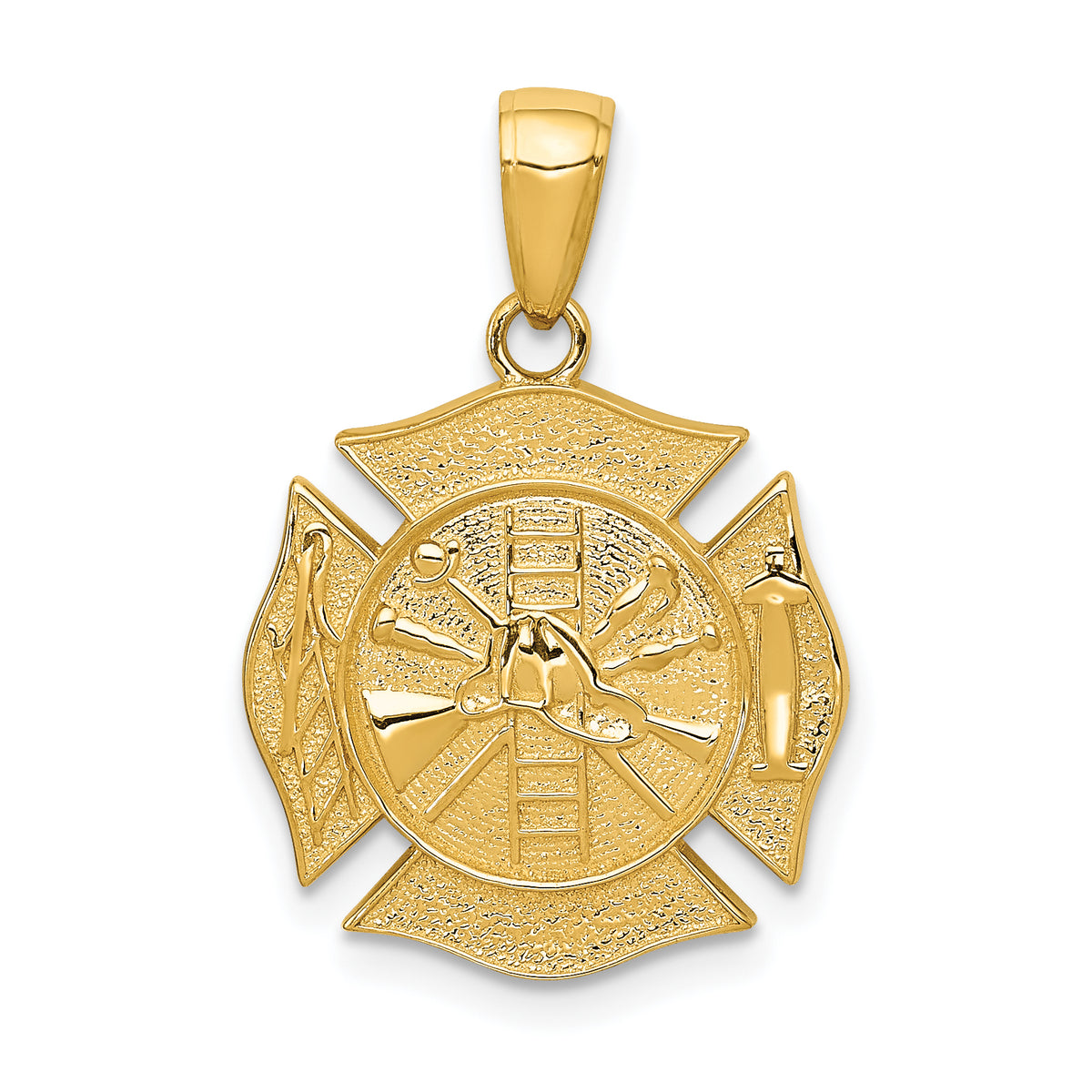 14k Reversible Fire Department Shield Pendant