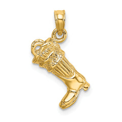 14k 3-D Firefighter Boot Charm