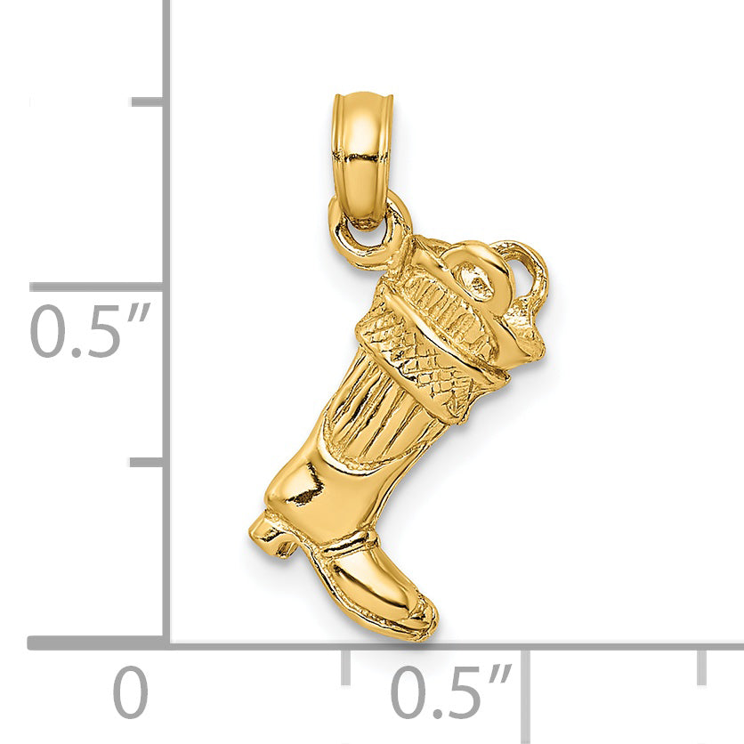 14k 3-D Firefighter Boot Charm