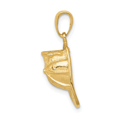 14K Gold 3D Firefighter Hat Pendant for Men Polished Finish