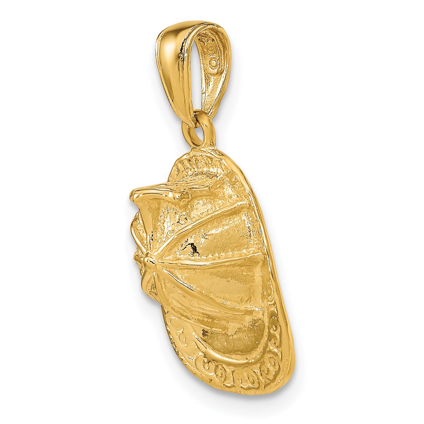 14K Gold 3D Firefighter Hat Pendant for Men Polished Finish