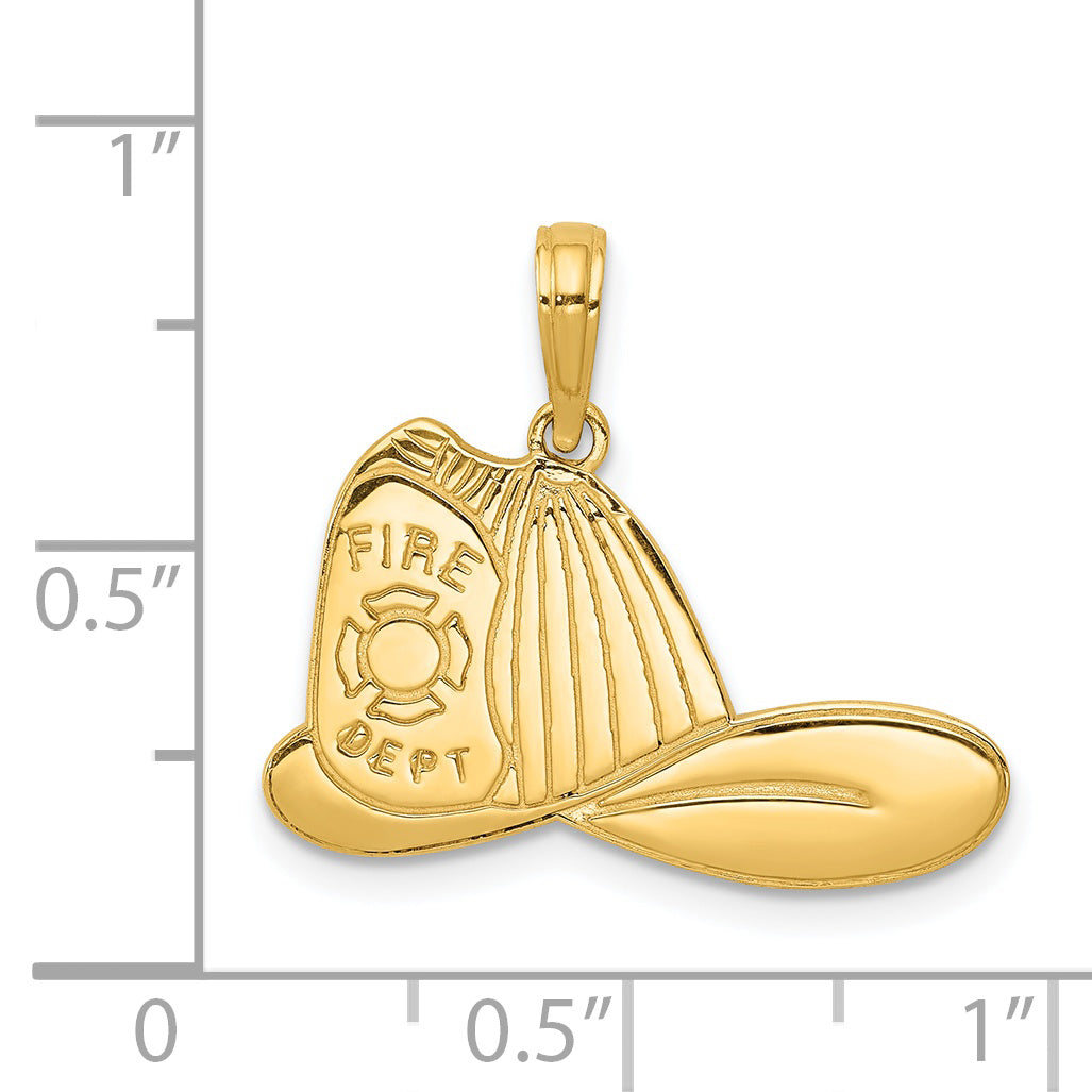 14k Large Firefighter Hat Pendant