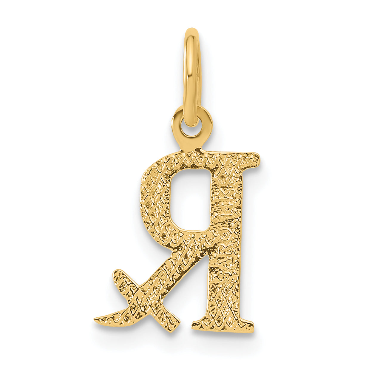 14K Gold Polished RX Charm Pendant with Textured Back